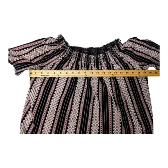 LOFT Womens Boho Striped Scoop Neck/Off the Shoulder Smocked Striped Top Size M - Picture 10 of 12